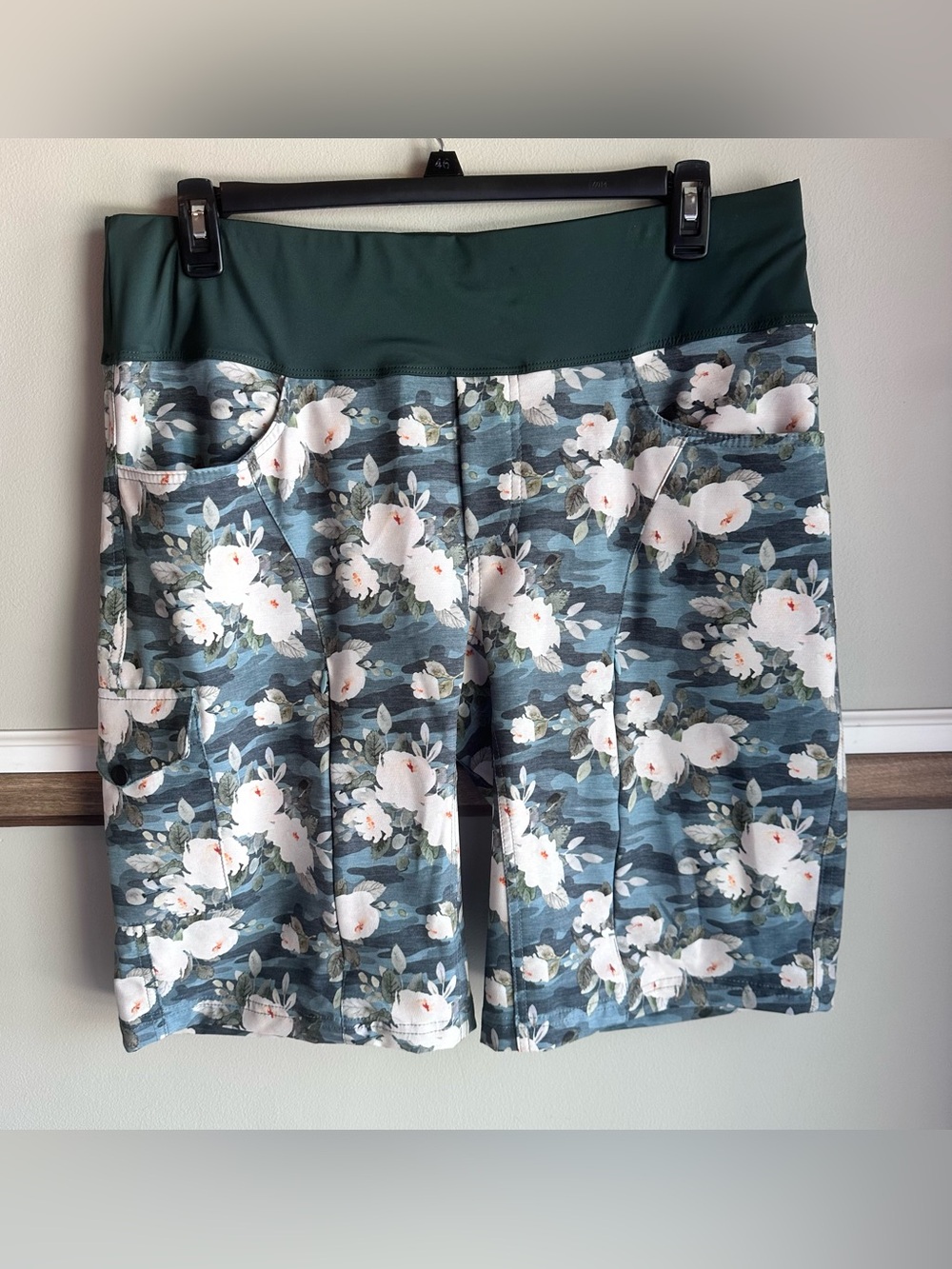 Shredly Green Camo Floral Cycling Performance Shorts